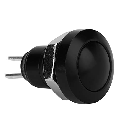 Qiilu 1A 24V 8mm Mini wasserdichtes Auto Momentary Push Button Zündschloss Zink Aluminium Legierung (Schwarz) von Qiilu