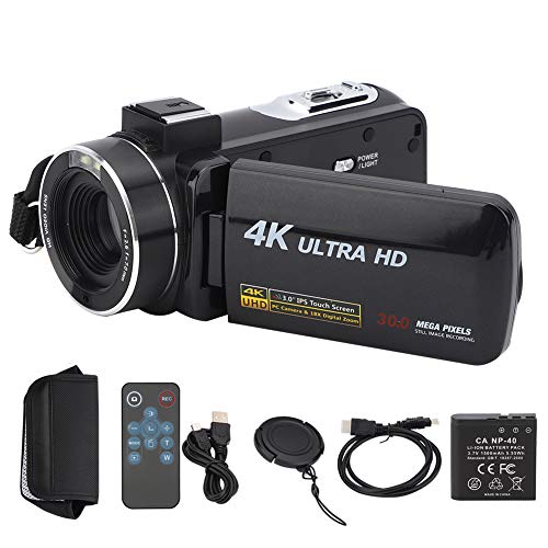 Qiilu Digitale Videokamera, 4K Anti-Shake-Kamera Foto-Video-Camcorder Hochauflösendes digitales Video 18-Fach Zoom 3 Zoll IPS-Touchscreen von Qiilu