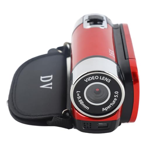 Qiilu Digitaler Camcorder, Full HD 270 ° Drehung 1080P 16X High Definition Digitaler Camcorder Video-DV-Kamera(rot) von Qiilu