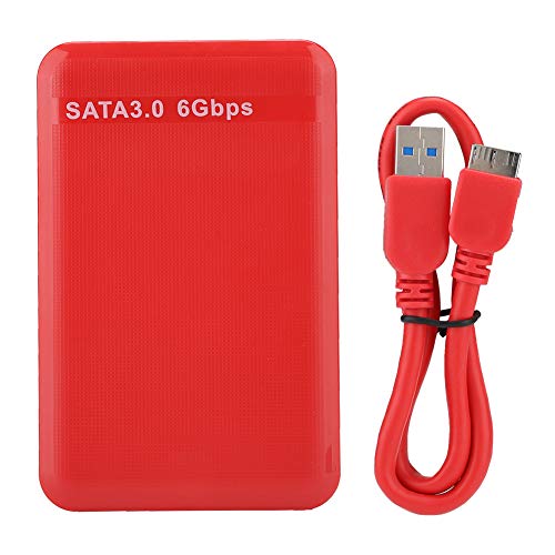 Qiilu Gehäuse 1 TB Abdeckung ABS 6,3 cm USB 3.0 SATA 3.0 High Speed 6 Gbit/s Mobiles Festplattengehäuse unterstützt 6 TB Uasp Beschleunigung (rot) von Qiilu