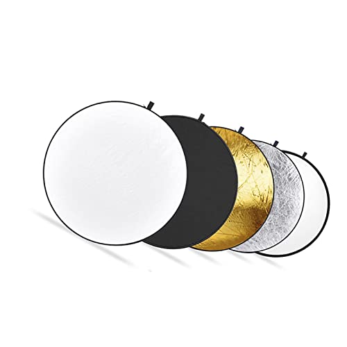 Qiilu Lichtreflektor, 80 cm 5 in 1 Multi Disc Zusammenklappbarer Kreisförmiger Reflektor für die Fotografie, Durchscheinend, Silber, Gold, weiß und Schwarz Qiilu Lichtreflektor, 80 cm 5 in 1 Multi Disc Zusammenklappbarer Kreisförmiger Reflektor für die Fotografie, Durchscheinend, Silber, Gold, weiß und Schwarz von Qiilu