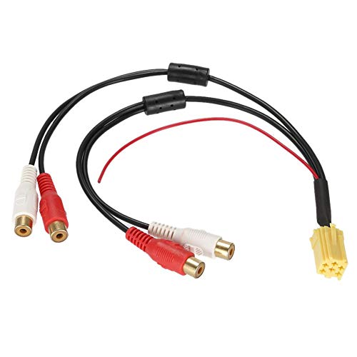 Qiilu Mini iso auf Cinch, Car Audio Aux Kabel, Beliebte Mini 6 Pin ISO Adapter Aux Line Out 4 Chinch Kabel 4 RCA Stecker für vorverstärkte Lautsprecher-Gehäuse Auto Auto zurück von Qiilu