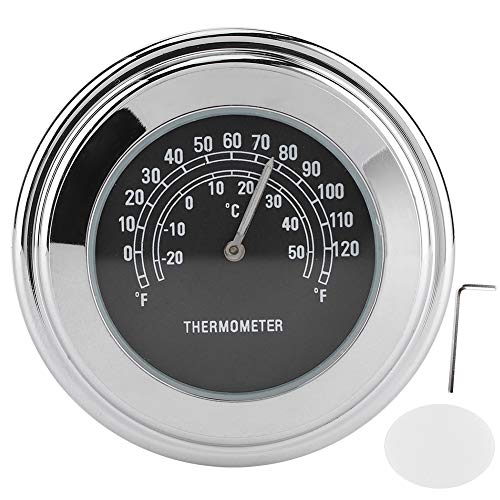 Qiilu Motorradlenker-Thermometer, 1-Zoll-7/8-Zoll-Thermometer für Lenkerhalterung ‑20 ℃ - 50 ℃ Messuhr Wetterfest für Motorräder(Schwarz) von Qiilu