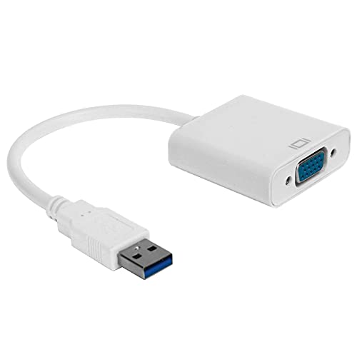 Qiilu USB-auf-VGA-Adapter, USB 3.0-Stecker auf 15-polige VGA-Buchse, Konverter, Unterstützt 1080 bei 60 Hz, für für 10, Desktop-Laptop, PC, Projektor, High-Definition-TV für usw. von Qiilu