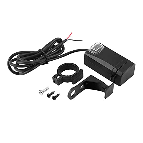 Qiilu Universal Motorrad Handy Ladegerät mit Schalter Dual USB QC3.0 Schnellladung ABS 12-24V Motorrad USB Ladegerät (schwarz) von Qiilu