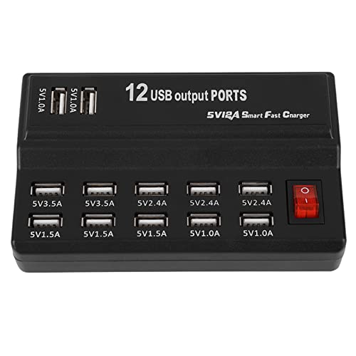 USB-Hub mit 12 Anschlüssen, 5 V, 10 A, Netzteil, Ladestation, Adapter, Ladegerät, Heimreise, EU-Typ, USB-Ladestation, Mehrere USB-Ladegeräte, Schnellladung. Das Ladegerät mit 12 von Qiilu