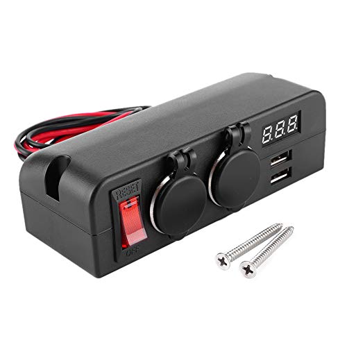 Zigarettenanzünder-Adapter, Qiilu 2 Wege Ladeadapter, Zigarettenanzünder Steckdosensplitter 3-in-1 Multifunktions USB Autoladegerät Voltmeter Netzteil von Qiilu