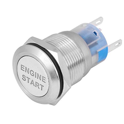 Zündschalter Qiilu Motorstartknopf Auto Motorstartschalter 12V 3,9 x 2,2cm aus Edelstahl (silberfarben) von Qiilu