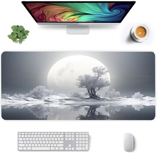 Gaming Mauspad 1000x500x3mm - XXL Mousepad - rutschfeste Gummiunterseite - Tastatur Tischunterlage Large Size - Verbessert Präzision und Geschwindigkeit - Weiße Mondbäume Gaming Mauspad 1000x500x3mm - XXL Mousepad - rutschfeste Gummiunterseite - Tastatur Tischunterlage Large Size - Verbessert Präzision und Geschwindigkeit - Weiße Mondbäume von Qijinn