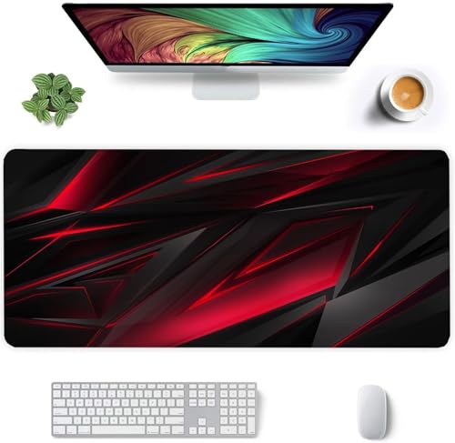 Gaming Mauspad 1200x600x2mm - XXL Mousepad - rutschfeste Gummiunterseite - Tastatur Tischunterlage Large Size - Verbessert Präzision und Geschwindigkeit - Rot Schwarz Geometrisch Gaming Mauspad 1200x600x2mm - XXL Mousepad - rutschfeste Gummiunterseite - Tastatur Tischunterlage Large Size - Verbessert Präzision und Geschwindigkeit - Rot Schwarz Geometrisch von Qijinn