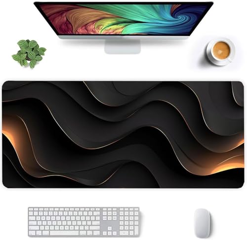 Gaming Mauspad 1500x800x2mm - XXL Mousepad - rutschfeste Gummiunterseite - Tastatur Tischunterlage Large Size - Verbessert Präzision und Geschwindigkeit - Schwarze Welle Gaming Mauspad 1500x800x2mm - XXL Mousepad - rutschfeste Gummiunterseite - Tastatur Tischunterlage Large Size - Verbessert Präzision und Geschwindigkeit - Schwarze Welle von Qijinn