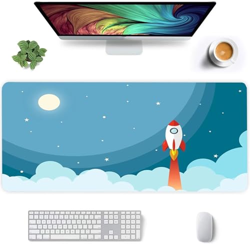 Mauspad XXL Gaming Cartoon-Rakete,800x300mm Große Mouse Pad,2mm Dicke,Glatte Oberfläche,Mousepad mit vernähten Rändern,Anti-Rutsch Mauspad für PC, Heimbüro, Laptop Mauspad XXL Gaming Cartoon-Rakete,800x300mm Große Mouse Pad,2mm Dicke,Glatte Oberfläche,Mousepad mit vernähten Rändern,Anti-Rutsch Mauspad für PC, Heimbüro, Laptop von Qijinn