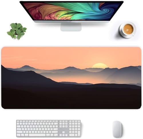Mauspad XXL Gaming Sonnenuntergang in den Bergen,800x400mm Große Mouse Pad,2mm Dicke,Glatte Oberfläche,Mousepad mit vernähten Rändern,Anti-Rutsch Mauspad für PC, Heimbüro, Laptop Mauspad XXL Gaming Sonnenuntergang in den Bergen,800x400mm Große Mouse Pad,2mm Dicke,Glatte Oberfläche,Mousepad mit vernähten Rändern,Anti-Rutsch Mauspad für PC, Heimbüro, Laptop von Qijinn