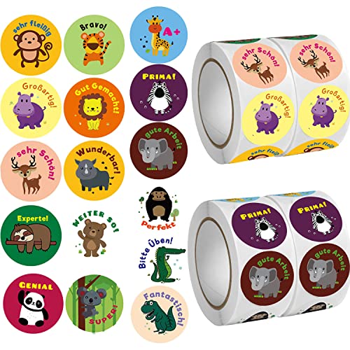 Motivationsaufkleber für Kinder, 2000 Stück Selbstklebende Tier Belohnungsaufkleber Lehrer Belohnungssticker Belohnung Aufkleber mit Süßer Tiere Lob Belobigung Sticker für Schule Klassenzimmer Runde Motivationsaufkleber für Kinder, 2000 Stück Selbstklebende Tier Belohnungsaufkleber Lehrer Belohnungssticker Belohnung Aufkleber mit Süßer Tiere Lob Belobigung Sticker für Schule Klassenzimmer Runde von Qikaara
