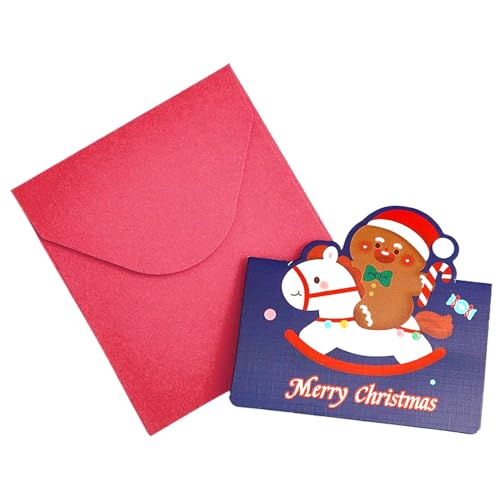 Qikam Handgefertigte Weihnachtskarten, Weihnachtskarten mit Umschlägen verpackt | Cartoons Weihnachtskarte verpackt - Cartoon-Weihnachts-Notizkarte, Winter-Urlaubskarte für Kinder, Kinder, Familie von Qikam
