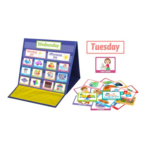 Tagesablauf Planer | Täglicher Planungsboard Mit 144 Karten | Pädagogischer Flexibler Organizer, Lernmaterial Für Schule, Homeschooling & Inklusion von Qikam