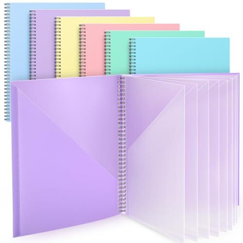 Qilery Kunststoff-Spiralordner mit 18 Fächern, Projekt-Portfolio-Organizer für Dokumente, Papiere, Hausaufgaben, Ordner, Schule, Bürobedarf (6 Farben) von Qilery