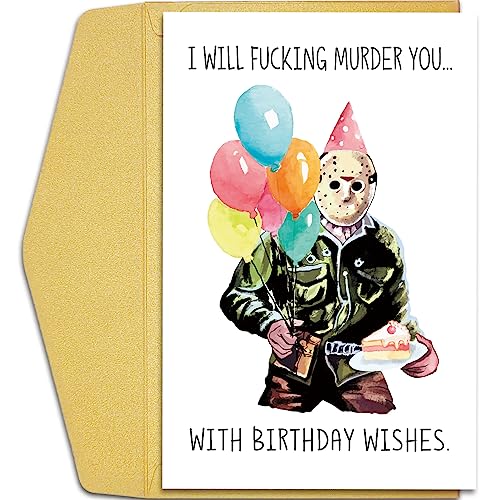 Lustige Jason-Geburtstagskarte für Sie und Ihn, Horrorfilm-Thema, Geburtstagskarte, gruselige Killer-Geburtstagskarte, Halloween-Geburtstagskarte von Qiliji