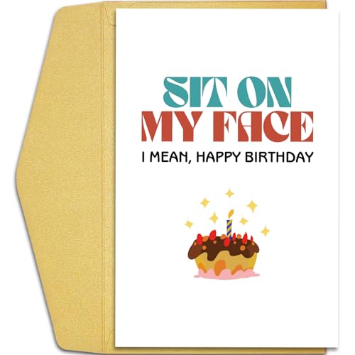 Qiliji Dirty Birthday Card for Wife Girlfriend, Funny Birthday Card from Husband Boyfriend, Raunchy Birthday Gifts for Her, Sit On My Face Bday Card von Qiliji