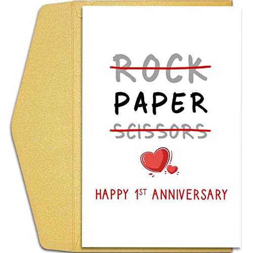 Qiliji Happy 1st Anniversary Card, Funny 1 Year Wedding Anniversary Card, Paper Anniversary Greeting Card, Rock Paper Scissors Qiliji Happy 1st Anniversary Card, Funny 1 Year Wedding Anniversary Card, Paper Anniversary Greeting Card, Rock Paper Scissors von Qiliji