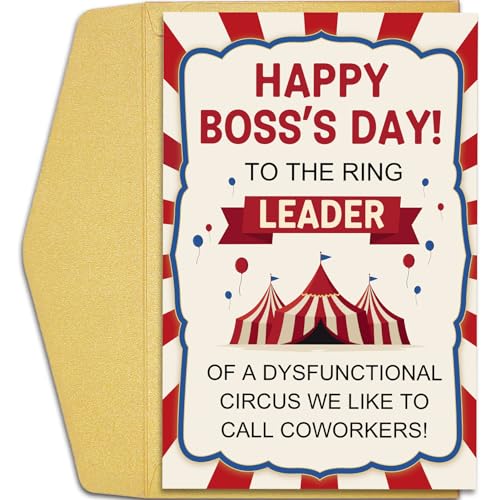 Qiliji Lustige Karte für Chefführer, Mentor, lustige Tageskarte für Chef, Männer und Frauen, Happy Boss's Day Karte, Geschenke, To The Ring Leader of Dysfunctional Circus Qiliji Lustige Karte für Chefführer, Mentor, lustige Tageskarte für Chef, Männer und Frauen, Happy Boss's Day Karte, Geschenke, To The Ring Leader of Dysfunctional Circus von Qiliji