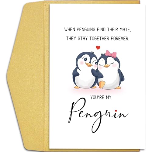 Qiliji Romantische Pinguin-Valentinstagskarte, niedliche Valentinstagskarte für Männer und Frauen, Jubiläumskarte, wenn Pinguine ihren Partner finden, bleiben sie für immer zusammen Qiliji Romantische Pinguin-Valentinstagskarte, niedliche Valentinstagskarte für Männer und Frauen, Jubiläumskarte, wenn Pinguine ihren Partner finden, bleiben sie für immer zusammen von Qiliji