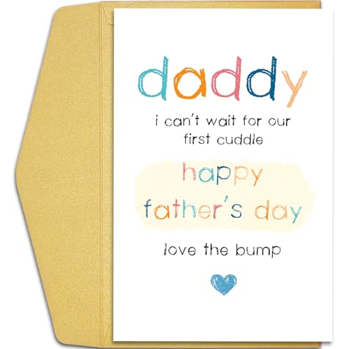 Qiliji Süße Vatertagskarte von Bump, lustige Vatertagskarte für werdende Papa, erste Vatertagskarte für neuen Vater, Papa I Can't Wait for Our First Cuddle von Qiliji