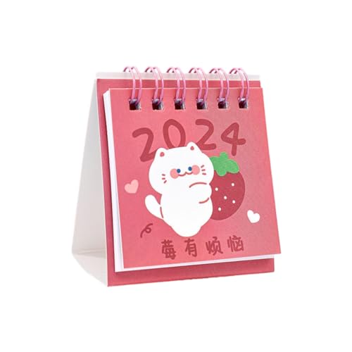 Kleiner Tagesplanung, Monatskalender, Mini-2024, niedlicher Cartoon-Schreibtischkalender für Zuhause, Schule, Büro, Dekoration von Qilmal