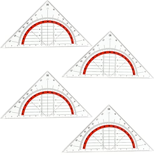 4 Stück Geometrie Dreieck,Flexibles Geodreieck Geodreieck zum Kreise Zeichnen Geometriedreieck Kunststoff Geodreieck für Schule Büro von QincLing