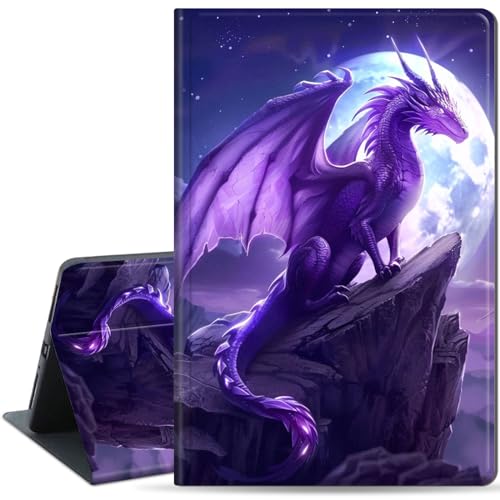 Qindaiwen Schutzhülle für Air 27,9 cm (11 Zoll), M3/M2 (2025/2024), iPad Air 5. / 4. Generation (2022/2020), schlankes PU-Leder, Folio-Ständer mit automatischer Wake/Sleep-Funktion, Lila Drache von Qindaiwen