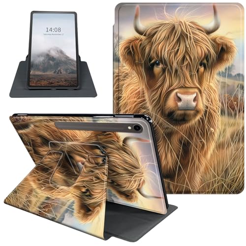 Schutzhülle für Samsung Galaxy Tab S9 / S9 FE 5G Tablet, PU-Leder, um 360 Grad drehbar, Folio-Ständer, Smart-Cover für Galaxy Tab S9 FE 10,9 Zoll / S9 11 Zoll, automatische Sleep/Wake, Highland Woolly Schutzhülle für Samsung Galaxy Tab S9 / S9 FE 5G Tablet, PU-Leder, um 360 Grad drehbar, Folio-Ständer, Smart-Cover für Galaxy Tab S9 FE 10,9 Zoll / S9 11 Zoll, automatische Sleep/Wake, Highland Woolly von Qindaiwen