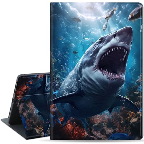 Schutzhülle für iPad (A16) 11. Generation 11 Zoll 2025/iPad 10. Generation 10,9 Zoll 2022, Slim PU Leder Folio Stand Cover mit Auto Wake/Sleep, Hai von Qindaiwen