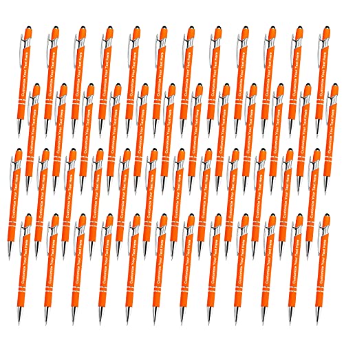 Qingxily Personalisiert Kugelschreiber mit Gravur Hochwertig Personalisierter Metall Stylus Stift Soft-Touch-Kugelschreiber mit Namen Für Mädchen Männer Vielschreiber Schule Büro-48 Stück von Qingxily