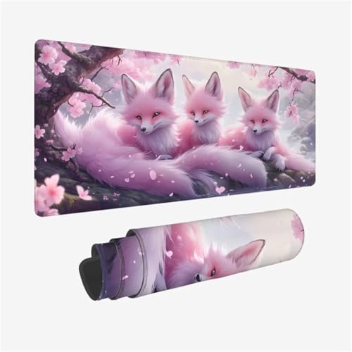 Gaming Mauspad Rosa Mauspad, Fuchs Mousepad XXL 900x300x3mm, Wasserdicht Anti-Rutsch Schreibtischunterlage mit Kantenschutz, Verbessert Präzision und Geschwindigkeit, Gaming-Mauspads für PC Q1-570 Gaming Mauspad Rosa Mauspad, Fuchs Mousepad XXL 900x300x3mm, Wasserdicht Anti-Rutsch Schreibtischunterlage mit Kantenschutz, Verbessert Präzision und Geschwindigkeit, Gaming-Mauspads für PC Q1-570 von Qinqhuag