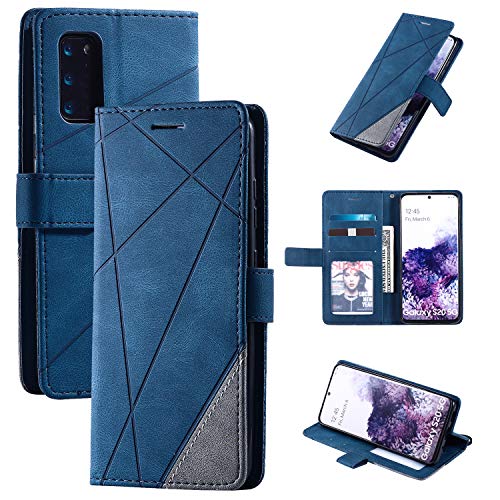 Hülle für Samsung Galaxy S20 Ultra Case Cover ,Case for Samsung SM-G988B/DS Galaxy S20 Ultra 5G / SM-G988BR/DS SM-G988N SM-G988U1 SM-G988V SM-G988A SM-G988Q SM-G988W Case Flip Pu Leather Cover Blue von QiongNi