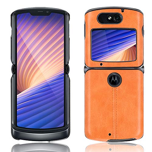 QiongNi Handyhüllen Schutzhülle für Motorola RAZR 2020, Retro-PU-Leder, ultradünn, stoßfest, für Motorola Moto RAZR 5G 2020, Gelb von QiongNi