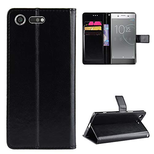 QiongNi Schutzhülle für Sony Xperia XZ Premium Hülle, Flip Leder Wallet Cover Case für Sony Xperia XZ Premium G8188 G8141 G8142 SO-04J PF11 Hülle Schwarz von QiongNi