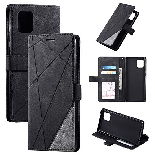 Schutzhülle für Samsung Galaxy Note 10 Lite, Schutzhülle für Samsung SM-N770F/DSM Galaxy Note 10 Lite/SM-N770F/DS SM-N770F / Galaxy A81 Hülle Flip PU Leder Cover Schwarz von QiongNi