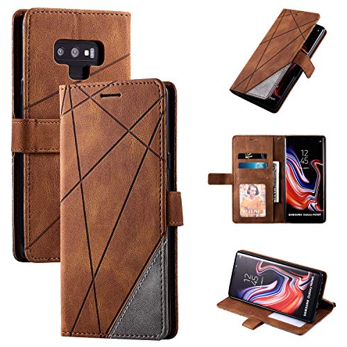 Hülle für Samsung Galaxy Note 9 Hülle Leder ,Hülle für Samsung SM-N960F/DS Galaxy Note9 / SM-N960U1 SM-N960W SM-N960F SM-N960D SM-N960U SM-N960J SM-N9600 Hülle Klapphülle Handytasche Case Brown von QiongniAN