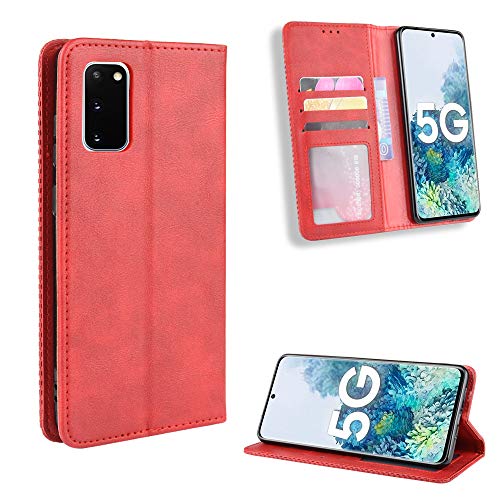 Hülle für Samsung Galaxy S20 Hülle Leder ,Hülle für Samsung SM-G981B/DS Galaxy S20 5G / SM-G981U SM-G981T SM-G981V SM-G981W SM-G981A SM-G981J SM-G981D SM-G981P Hülle Schutzhülle Case Cover Red von QiongniAN