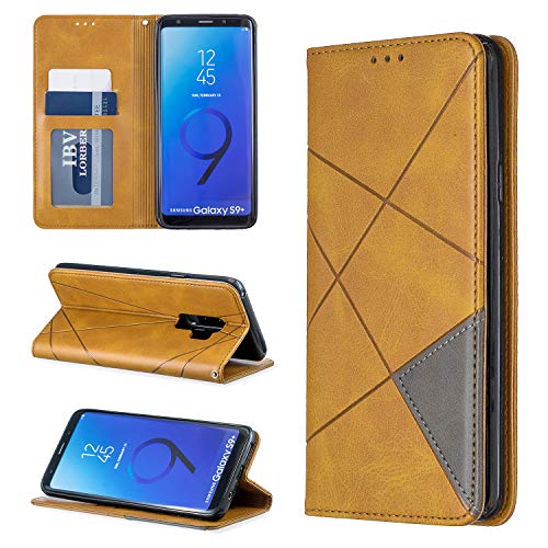 Hülle für Samsung Galaxy S9+ Hülle Leder ,Hülle für Samsung SM-G9650/DS Galaxy S9+ / SM-G965F/DS SM-G965U1 SM-G965N SM-G965W SM-G965J SM-G965F / Galaxy S9 Plus Hülle Schutzhülle Case Cover Yellow von QiongniAN