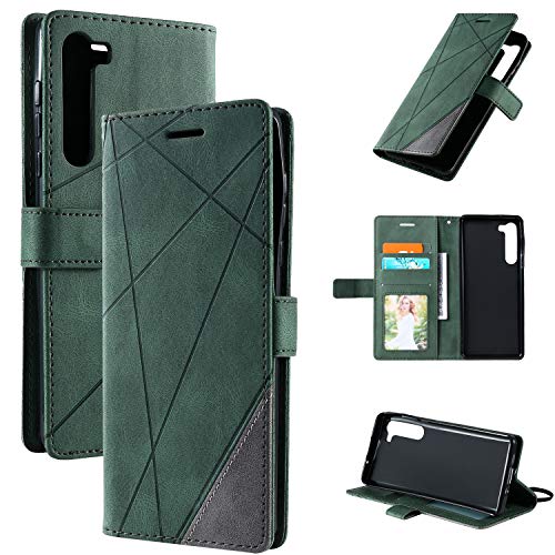 QiongniAN Hülle für Motorola Edge 5G Hülle Leder,Hülle für Motorola Moto Edge 5G XT2063-2 XT2063-3 Hülle Klapphülle Handytasche Case Green von QiongniAN