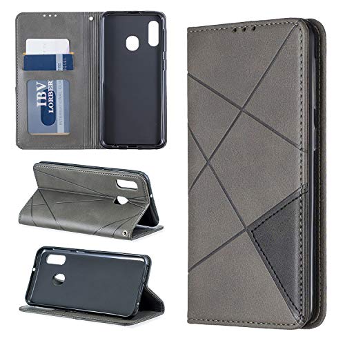 QiongniAN Hülle für Samsung Galaxy A20e Hülle Leder,Hülle für Samsung SM-A202F/DS Galaxy A20e 2019 / SM-A202FD SM-A202F hülle Schutzhülle Case Cover Gray von QiongniAN