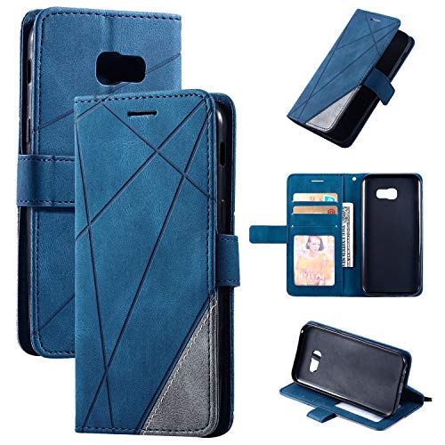 QiongniAN Hülle für Samsung Galaxy J7 Prime Hülle Leder,Hülle für Samsung SM-G611FF/DS Galaxy J7 Prime 2 / Galaxy On7 Prime 2018 / SM-G610F/DD Galaxy On Nxt Hülle Klapphülle Handytasche Case Blue von QiongniAN