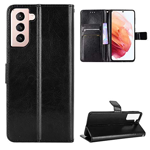 QiongniAN Hülle für Samsung Galaxy S21+ Hülle Leder,Hülle für Samsung SM-G996B/DS Galaxy S21+ 5G Hülle Schutzhülle Case Cover Black von QiongniAN