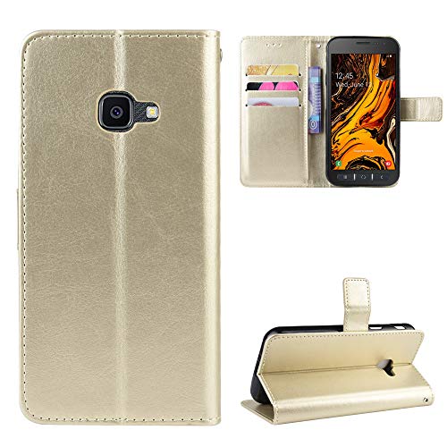 QiongniAN Hülle für Samsung Galaxy XCover 4S Hülle Leder,Hülle für Samsung SM-G398FN/DS Galaxy XCover 4S / SM-G398FN / SM-G390Y Galaxy Xcover 4 / SM-G390W SM-G390F Hülle Schutzhülle Case Cover Gold von QiongniAN