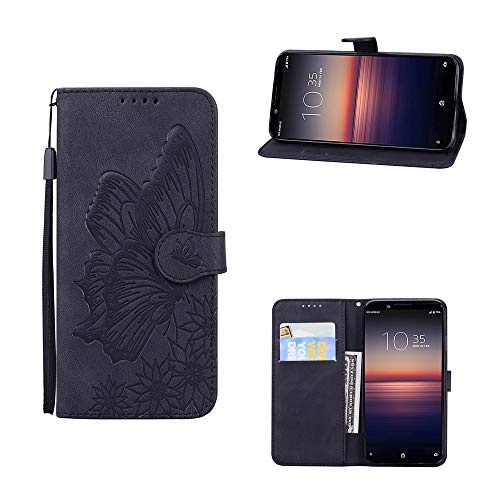 QiongniAN Hülle für Sony Xperia 5 II Hülle Leder,Hülle für Sony Xperia 5 II 5G XQ-AS42 XQ-AS52 XQ-AS72 SO-52A A002SO SOG02 Hülle Klapphülle Handytasche Case Black von QiongniAN