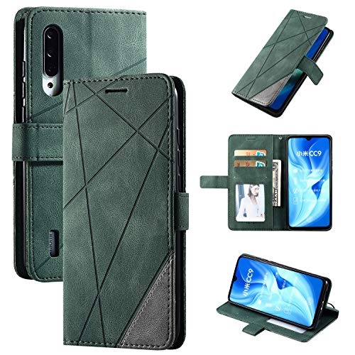 QiongniAN Hülle für Xiaomi Mi 9 Lite Hülle Leder,Hülle für Xiaomi Mi 9 Lite M1904F3BG / Mi CC9 M1904F3BC M1904F3BT / Mi A3 Lite Hülle Klapphülle Handytasche Case Green von QiongniAN