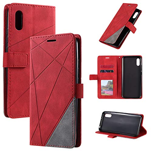 QiongniAN Hülle für Xiaomi Redmi 9A Hülle Leder,Hülle für Xiaomi Redmi 9A M2006C3LC M2006C3LG / Redmi 9AT M2006C3LVG / Redmi 9i M2006C3LII Hülle Klapphülle Handytasche Case Red von QiongniAN