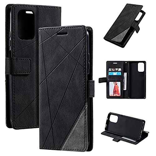 QiongniAN Hülle für Xiaomi Redmi Note 10s 4G Hülle Leder,Hülle für Xiaomi Redmi Note 10 4G M2101K7AG M2101K7I / Redmi Note 10s Hülle Klapphülle Handytasche Case Black von QiongniAN